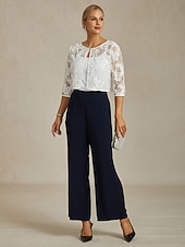 economico Giacche-Per donna Giacca Matrimonio Pizzo Floreale Casual / Quotidiano Elegante Capispalla Manica 3/4 Estate Bianco S