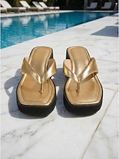 preiswerte Frauen-Weiße Plateau-Flip-Flops für Damen – bequeme, klobige Keilsandalen für den Poolbereich in Luxusresorts und tropische Urlaube &amp;Sommerurlaub am Strand