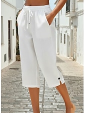 economico Pantaloni-Per donna Pantaloni capri Chinos Streetwear Essenziale Casual Lunghezza al polpaccio Vita media Semplice Coulisse Tasca Comodo Elasticizzato Quotidiano All'aperto Streetwear Blu Bianco Rosa Arancione