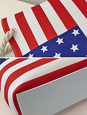  Verenigde Staten 250e Verjaardag Dames Canvas Amerikaanse Vlag Tote Bag Grote Capaciteit Rits Top Schouder Handtas met Touwhandvatten Strandvakantie  Dagelijks Casual Gebruik