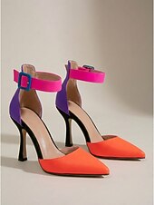 billiga Klassiska pumpar-Färgglada pumps med spetsig tå för kvinnor - eleganta stilettklackar i flera färger med fotledsrem för semestermiddagar och formella fester &amp;eleganta vardagskläder