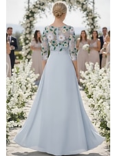 economico Tute della mamma-Tute Tuta Completo Pantalone Lunghezza al pavimento Abito Formale Abito da cerimonia per signora Manica 3/4 Scollo a Barca Scollo Tondo Elegante Vintage Formale Ospite di nozze Chiesa Chiffon Pizzo