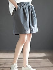 billige Benklær til kvinner-Dame Imitert bomullslin kinesisk Shorts Sommershorts Ferie Mote Gatemote Full lengde Høy Midje عادي Lomme Elastisk midje comfy Komfort Myk Elastisk utendørs Gate Aprikos Svart Grønn Kakifarget Sommer