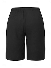 abordables Pantalones de chándal-Mujer Pantalones Capri Chinos Pantalones cortos de verano Moda Ropa de calle Casual Longitud de la rodilla Alta cintura Plano Bolsillo Cintura elástica Confortable Suave Cómodo Microelástico Exterior