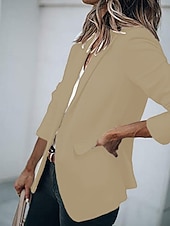 preiswerte Blazer &amp; Anzüge-Damen Blazer Bequem Tasche Mode Lässig Einfach Straße Alltagskleidung Ausgehen Wochenende Regulär Gekerbtes Revers Schlank Langarm Oberbekleidung Schwarz Weiß Gelb Frühling Herbst