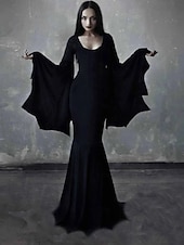  Walpurgisnacht Kleid Halloween-Kleid Hexe Morticia Addams Addams Familie Punk & Gothic Erwachsene Damen Karneval Party / Abend Einfache Halloween-Kostüme Verkleiden