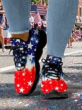  USA:s 250-årsjubileum Dam America atletiska sneakers - USA-flagga tryck lätta löparskor Dämpad sula patriotiska träningsskor för 4 juli firande parader