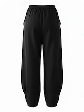 preiswerte Premium-Leinen-Kollektion-Damen-Leinenhose aus 70 % Leinen, weites Bein, Chino-Stil, Sommerhose, Urlaubshose, Streetwear, Basic, lange Länge, mittlere Bundhöhe, schlicht, Tasche, elastischer Bund, bequem, komfortabel, nicht elastisch, für Alltag, Outdoor, Straße, Bordeauxrot, Azur