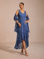 billiga Damsjalar och scarfar-Dam Skjorta Spetsknuten Elegant Rund hals Dagligen Kvällsfest Bröllopsgäst Korallröd Wedgewood Svart Rubinrött Vår, Höst, Vinter, Sommar