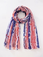 economico Accessori-Foulard in poliestere femminile dell'anniversario dei 250 anni degli Stati Uniti disponibili in più modelli leggero e traspirante per primavera e estate perfetto per USA Giorno dell'Indipendenza e