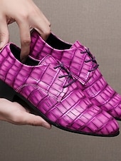 cheap Derby Shoes-Men's Faux Leather Purple Crocodile-Print Dress Shoes, Stylish and Unique, Ideal for Formal Events and Evening Wear and Weddings