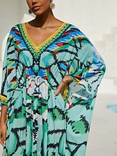 お買い得  プリントカジュアルドレス-ワンダーランドバケーションシフォンマキシドレス