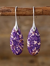 halpa Lomatarvikkeet-Naisten luonnonkiviset pisaranmuotoiset roikkuvat korvakorut, boheemi turkoosi tyyli useissa väreissä, kevyt ja näyttävä koru kevät-kesälomalle, rannalle ja jokapäiväiseen käyttöön.