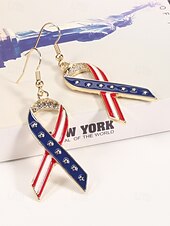 economico Accessori-Orecchini pendenti patriottici in lega per donne per il 250° anniversario degli Stati Uniti stili multipli della bandiera USA e cuori gioielli dichiarativi rossi bianchi e blu per feste e festival