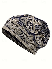 levne Dámské klobouky-Dámská bohémská čepice s paisley vzorem, měkká polyesterová vícebarevná pokrývka hlavy a nákrčník, lehký doplněk ve vintage stylu pro ženy, ideální pro každodenní nošení, dovolenou a cestování