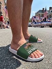 economico Scarpe da uomo-sandali da uomo per il 250° anniversario degli Stati Uniti: comode calzature patriottiche con stampa di bandiera per spiaggia, barbecue, sfilate e celebrazioni estive