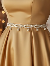 economico Matrimonio ACC-cintura da donna con catena in finte perle, elegante accessorio per abito da sposa, delicato gioiello regolabile per matrimoni, feste, eventi serali e occasioni formali
