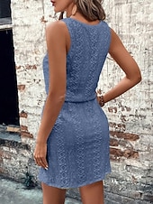 preiswerte Weißes Kleid-Damen Minikleid A Linie Kleid Sommerkleid Lässig Täglich Normale Passform Einfach Ärmellos U-Ausschnitt Blau Schwarz Weiß Königliches Blau Sommer Frühling