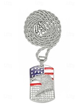  Vereinigte Staaten 250. Jubiläum Herren Legierung USA Flagge und Adler Anhänger Halskette erhältlich in Gold und Silber perfekt für USA Unabhängigkeitstag  Freizeitkleidung