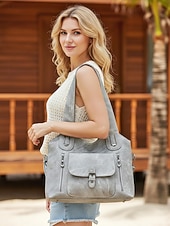 Χαμηλού Κόστους Τσάντακι &amp; Totes-Γυναικεία τσάντα ώμου vintage από απομίμηση δέρματος, μεγάλης χωρητικότητας μετατρέψιμη τσάντα χειρός με λαβή στο πάνω μέρος και λουράκι χιαστί, ρετρό casual τσάντα μεταφοράς για γυναίκες, ιδανική για καθημερινή χρήση, διακοπές και ταξίδια