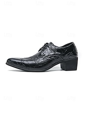 ieftine Pantofi derby-Pantofi eleganți bărbătești din piele ecologică maro cu model de crocodil, pantofi de mireasă premium pentru miri și invitați preocupați de modă