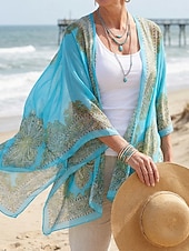 economico Cappelli-moda donna sciarpa scialle poncho stampato protezione solare sciarpa protezione solare scialle spiaggia scialle bikini copertura morbida e confortevole