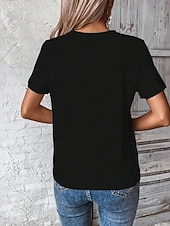 Χαμηλού Κόστους Ημέρα Ανεξαρτησίας Κορυφή-Ημέρα Αμερικανικής Ανεξαρτησίας Γυναικεία Μπλουζάκι Στάμπα Γραφική Σημαία Βίντατζ Στυλάτο Κλασσικό Κοντομάνικο Λαιμόκοψη V Κανονικά μπλουζάκια Καθημερινά Σαντρέ Μαύρο Λευκό Καλοκαίρι Άνοιξη