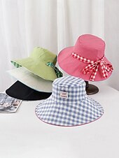  Wendbarer Damen-Bucket-Hat mit breiter Krempe, leichtes Polyester, in verschiedenen Farben erhältlich, beidseitig tragbar mit Schleifendetail, Sonnenschutzkappe für den St. Patrick's Day, Urlaub und Freizeit.