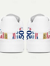  Sneakers slip-on bianche da uomo per il 250° anniversario degli Stati Uniti: comfort elegante per tutti i giorni con suola in gomma resistente per un abbigliamento casual, versatili per tutte le occasioni