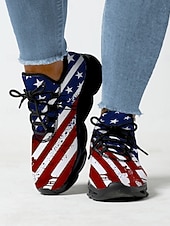  USA:s 250-årsjubileum Dam America atletiska sneakers - USA-flagga tryck lätta löparskor Dämpad sula patriotiska träningsskor för 4 juli firande parader