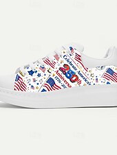  sneakers casual patriottiche da uomo – bianche con design a stelle e strisce rosse e blu, ideali per le celebrazioni del 250° anniversario, comode da indossare tutto il giorno