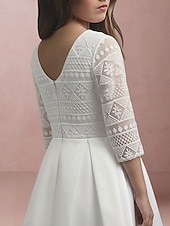 abordables Robes de petite fille-Robe de demoiselle d'honneur longueur sol en A Première Communion Robe de bal mignonne satin avec perles élégante ajustement 3-16 ans