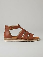 economico Sandali Piani-sandali casual bassi da donna con cinturino alla caviglia - morbidi sandali stile gladiatore in similpelle, suola ammortizzata leggera, comode scarpe estive da donna, da indossare tutti i giorni, per passeggiate, viaggi e feste in giardino