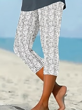 ieftine -Pentru femei chinez Jambiere Îmbrăcăminte de lounge Vacanță Epocă Șic Stradă Capris Talie Înaltă Grafic Geometric Imprimare Confort Απαλό Comfortabil Strech Zilnic În aer liber Vacanță Gri Var