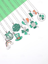 ieftine Accesorii-Colier pentru femei cu trifoi de Ziua Sfântului Patrick, pandantiv verde cu breloc din aliaj durabil, mai multe stiluri, inclusiv trifoi și potcoavă, bijuterii festive irlandeze pentru parade, petreceri și ținute de sărbătoare.