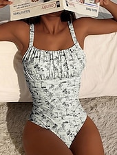 economico Costumi interi-Per donna Costumi da bagno Bikini Due pezzi Costume da bagno Snello Senza schiena Vacanza Abbigliamento da Spiaggia Floreale Scollo a Cucchiaio Senza Maniche Costumi da bagno