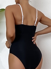 voordelige Eendelige badpakken-Dames Zwemkleding Een stukje Monokini Zwempak Buikcontrole Hoge taille Slank Blote rug Vakantie Strand Kleding Kleurenblok V-hals Mouwloos Badpakken