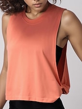 voordelige Gewone Tank-Dames Blouse Uitgesneden Effen Actief Casual Mouwloos Strakke ronde hals Normale tops Dagelijks Feestdagen Uitgaan blauw Zwart Wit Oranje Zomer Lente