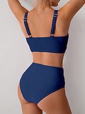 economico Bikini-Per donna Costumi da bagno Bikini Due pezzi Costume da bagno Arricciato Senza schiena Vacanza Abbigliamento da Spiaggia Semplice Scollo a V Senza Maniche Costumi da bagno