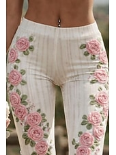abordables -Femmes Pantalon capri Chinos Leggings Vacances ancien Streetwear Longueur mollet Taille haute Fleuri Graphique Impression Confort Doux Confortable Élastique Quotidien Extérieur Vacances Blanche Ét
