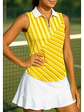 economico Camicia Donna-Per donna Geometrico A righe Maglietta sportiva Polo da golf Maglia da tennis Senza Maniche Cerniera Floreale UPF50+ Resistente ai Raggi UV Alta elasticità Traspirante Tennis Golf Pickleball Collo