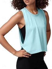 voordelige Gewone Tank-Dames Blouse Uitgesneden Effen Actief Casual Mouwloos Strakke ronde hals Normale tops Dagelijks Feestdagen Uitgaan blauw Zwart Wit Oranje Zomer Lente