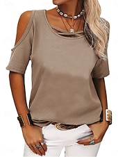 Χαμηλού Κόστους Απλή μπλούζα-Γυναικεία Μπλουζάκι Μπλουζάκι μπλουζάκι Στεγνό διασταύρωση Σκέτο Μοντέρνα Στυλάτο Κλασσικό Κοντομάνικο Στρογγυλή Ψηλή Λαιμόκοψη Κανονικά μπλουζάκια Καθημερινά Εξόδου Σαββατοκύριακο