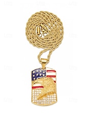  Vereinigte Staaten 250. Jubiläum Herren Legierung USA Flagge und Adler Anhänger Halskette erhältlich in Gold und Silber perfekt für USA Unabhängigkeitstag  Freizeitkleidung