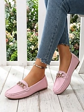 economico Slip-ons e mocassini da donna-Mocassino Rosso da Donna con Catena - Scarpe Slip-On Morbide e Confortevoli per Donna Stile Classico e Chic per Lavoro Ufficio Viaggi Giornaliero e Passeggiate in Città