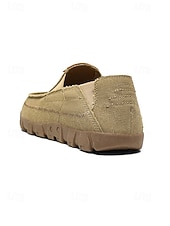 cheap Men-Men's Tan Slip-On Shoes, Soft Textile Upper, Durable Jute Sole, Relaxed Beachwear Style for Island &amp; Cruise, Summer Travel &amp; Leisure