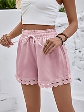 abordables Bermuda-Femmes Chinos Shorts Shorts d'été Vacances Mode Streetwear Court Taille haute Uni Cordon de serrage Dentelle Taille Élastique Confort Respirabilité Confortable Non Elastique Micro-Élastique Quotidien