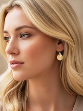 Χαμηλού Κόστους Γυναικείο Σκουλαρίκι-Γυναικεία μποέμ σκουλαρίκια με σφυρήλατο δίσκο, κρεμαστά σκουλαρίκια από ελαφρύ κράμα αλουμινίου, πολύχρωμα vintage chic κοσμήματα για γυναίκες, ιδανικά για καθημερινή χρήση, για διακοπές, παραλία και πάρτι