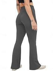 baratos Leggings lisas-Mulheres Calças leggings flare Moda Roupa de rua Básico Comprimento total Cintura Alta Tecido Cintura elástica Confortável Com Stretch Diário Ginásio Ioga Preto Azul Marinha Azul Verde Primavera