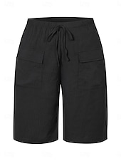 abordables Pantalones de chándal-Mujer Pantalones Capri Chinos Pantalones cortos de verano Moda Ropa de calle Casual Longitud de la rodilla Alta cintura Plano Bolsillo Cintura elástica Confortable Suave Cómodo Microelástico Exterior